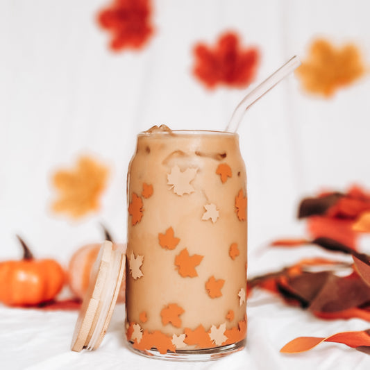 Autumn Leaves Glass Can