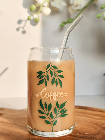 Coffee Leaf Glass Can