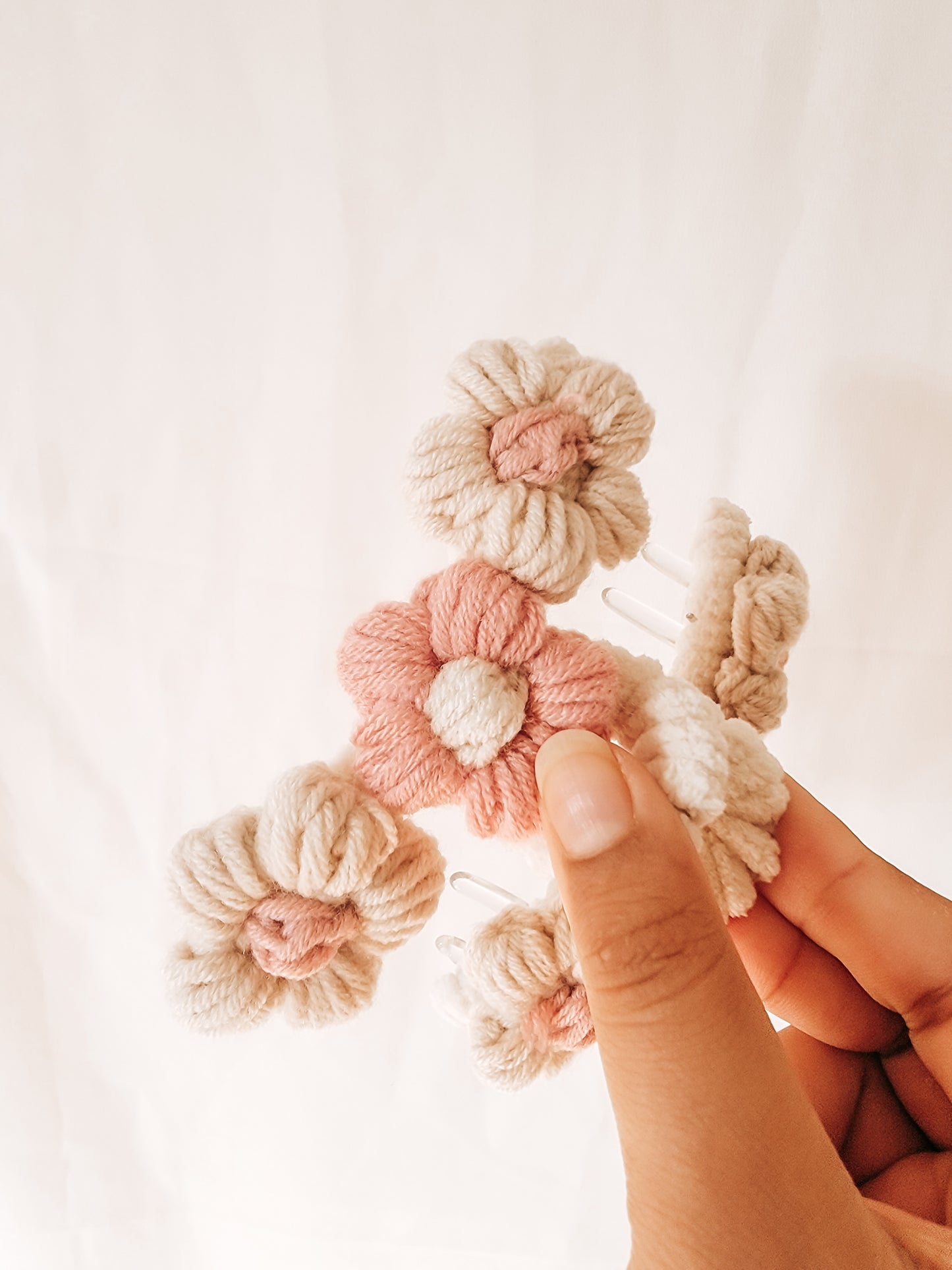 Pink Crochet Hair Claw Clip