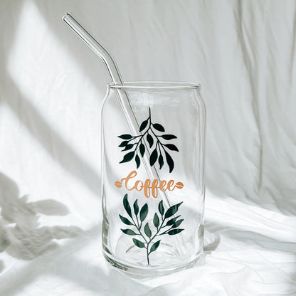 Coffee Leaf Glass Can