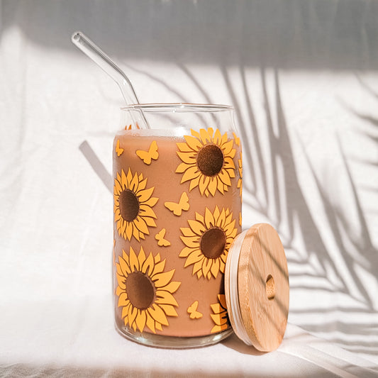 Sunflower Glass Can