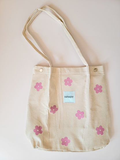 Floral Corduroy Tote Bag
