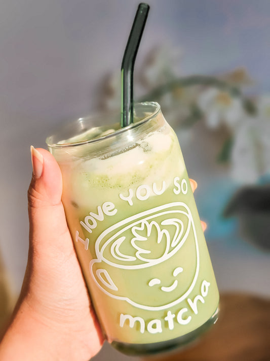 Love You So Matcha Glass Can