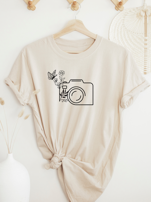 Floral Camera Short Sleeve T-Shirt
